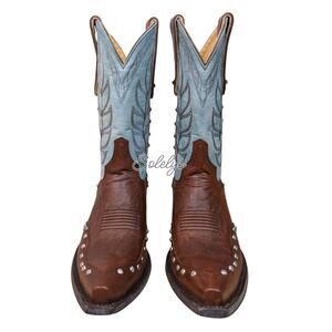 Old Gringo Yippee Ki Yay Cizea Brass Brown Aqua 10" Turquoise Cowgirl Boot 7B